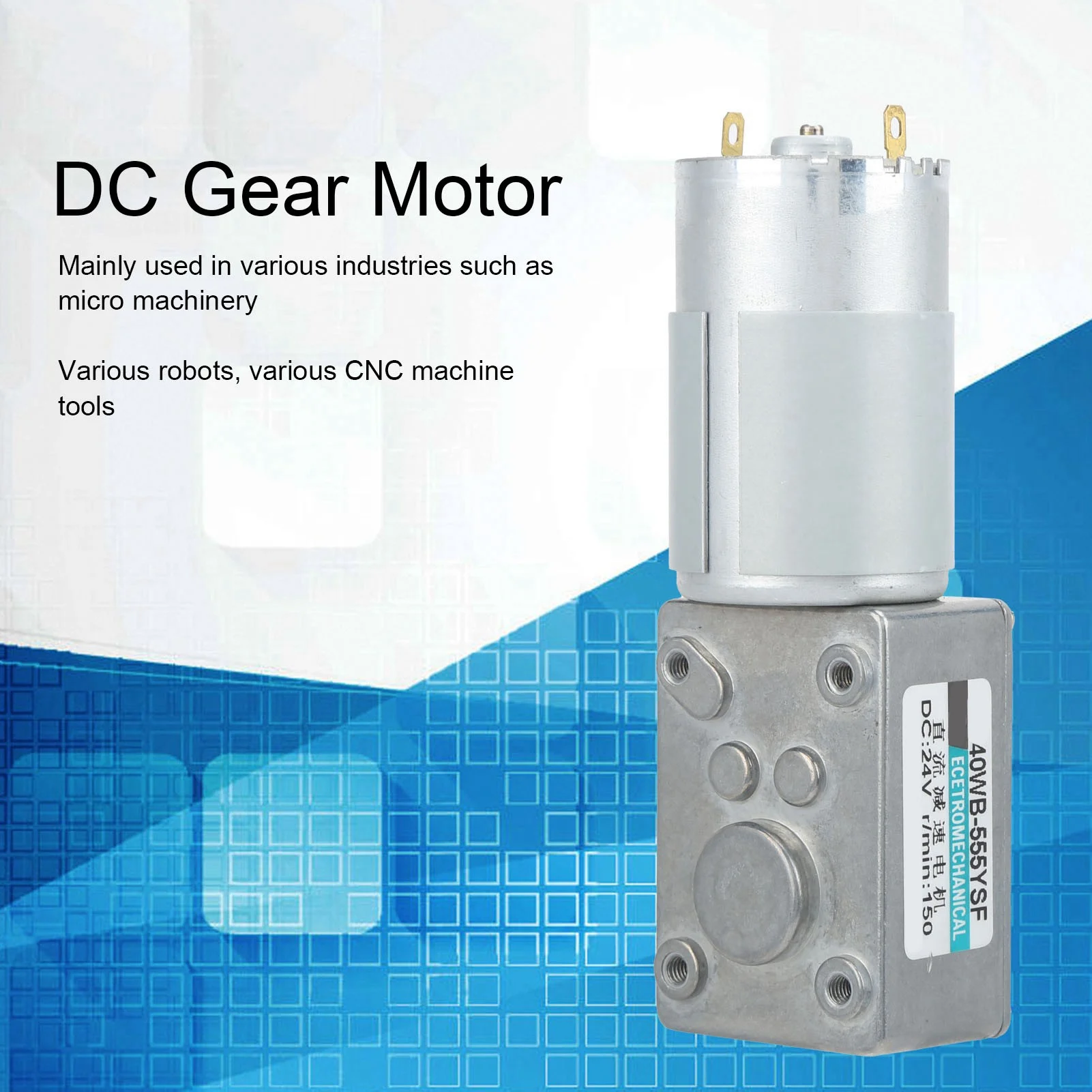 1PC XD40WB-555YSF DC24V Worm Gear Motor Large Torsion Low Speed Control 2 Way Reversible Turbine Gear Motor for Industrial
1PC XD40WB-555YSF DC24V Worm Gear Motor Large Torsion Low Speed Control 2 Way Reversible Turbine Gear Motor for Industrial