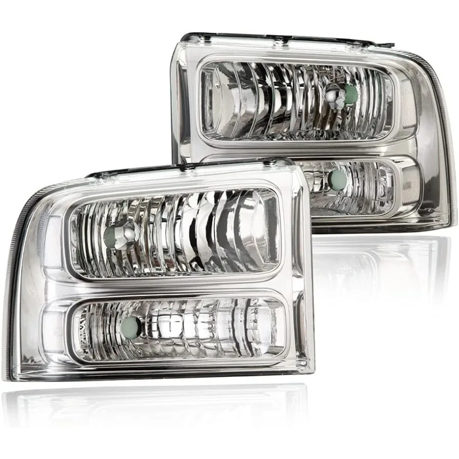 Headlights Assembly Headlamp Compatible with 2005 2006 2007 F250 F350 F450 F550 SuperDuty Clear lens Chrome Housing Clear Refl 
Headlights Assembly Headlamp Compatible with 2005 2006 2007 F250 F350 F450 F550 SuperDuty Clear lens Chrome Housing Clear Refl
