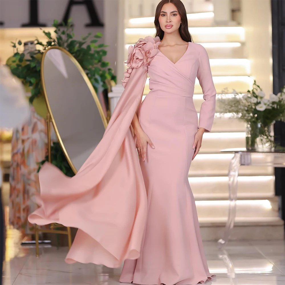 Elegant Wedding Party Dresses for Women Mermaid 3D Flowers V Neck Formal Gowns Long Draped Cloak Sleeve Trumpet Evening Dress
Elegant Wedding Party Dresses for Women Mermaid 3D Flowers V Neck Formal Gowns Long Draped Cloak Sleeve Trumpet Evening Dress