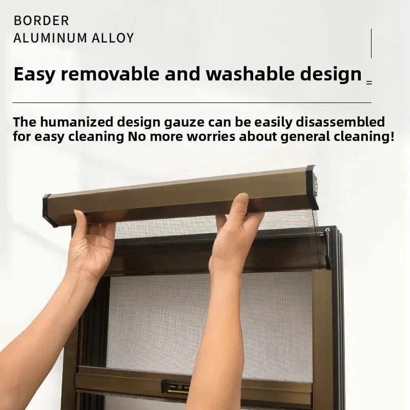 Anti-mosquito reel type pull-down telescopic invisible aluminum alloy push-pull screen window net self-installed 
Anti-mosquito reel type pull-down telescopic invisible aluminum alloy push-pull screen window net self-installed