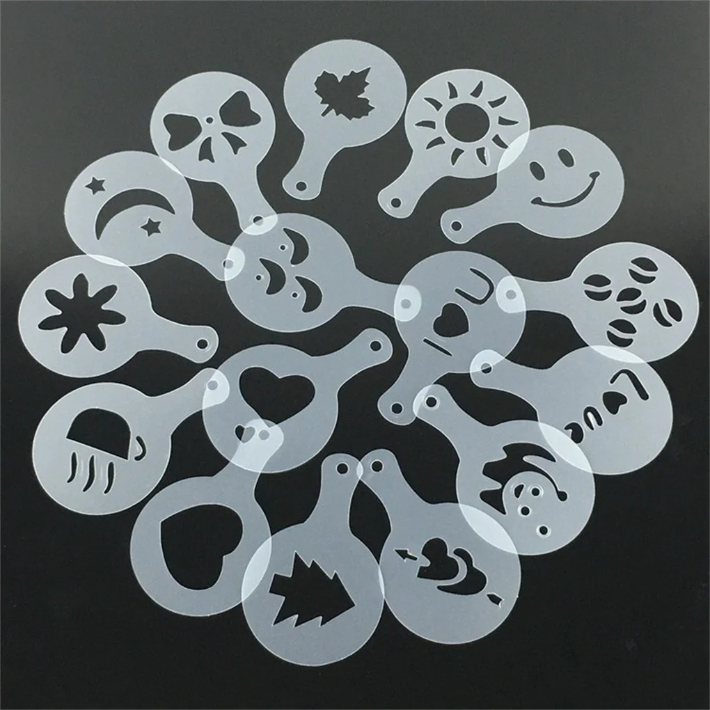 16Pcs/Pack Coffee Stencils Fancy Coffee Printing Model Milk Cake Stencils Cappuccino Mold Cake Drawing Mould Home Kitchen Tools
16Pcs/Pack Coffee Stencils Fancy Coffee Printing Model Milk Cake Stencils Cappuccino Mold Cake Drawing Mould Home Kitchen Tools