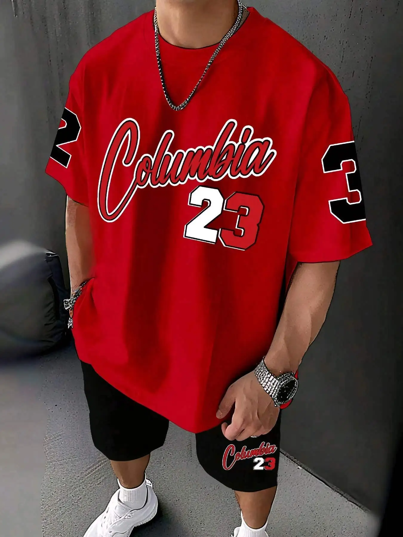 The 2025 summer new men's suit features a 3D digital print pattern men's top with short sleeves and a 23-pattern design T-shirt,
The 2025 summer new men's suit features a 3D digital print pattern men's top with short sleeves and a 23-pattern design T-shirt,