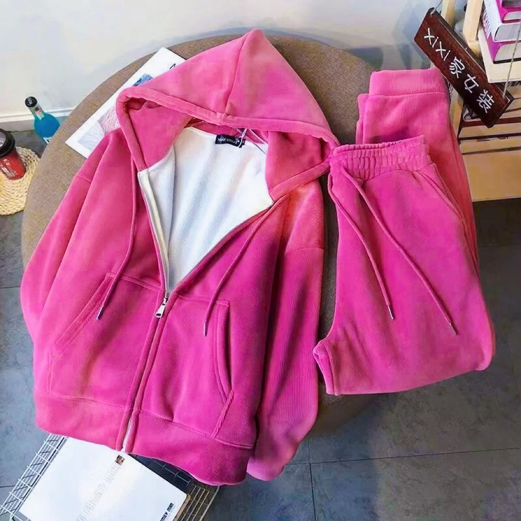 Women Thick Fleece Tracksuit Solid Hooded Warm Long Sleeve Casual Jacket+Elastic Waist Jogger Pants 2Pcs Female Sports Suits
Women Thick Fleece Tracksuit Solid Hooded Warm Long Sleeve Casual Jacket+Elastic Waist Jogger Pants 2Pcs Female Sports Suits