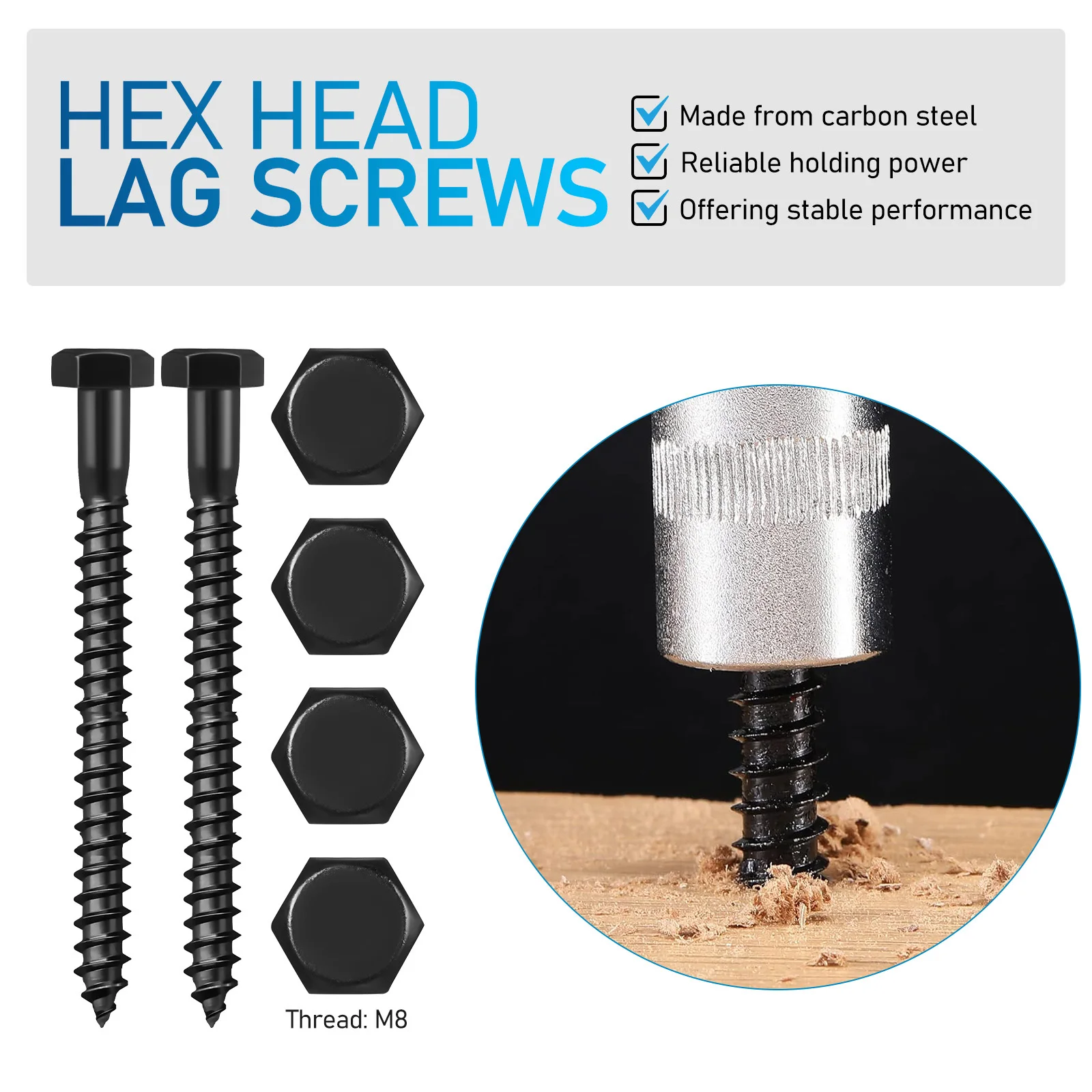 10Pcs Carbon Steel Lag Screws Easy Installation for Wooden Structures M8 Lag Screws Fasteners Carbon Steel Screw
10Pcs Carbon Steel Lag Screws Easy Installation for Wooden Structures M8 Lag Screws Fasteners Carbon Steel Screw
