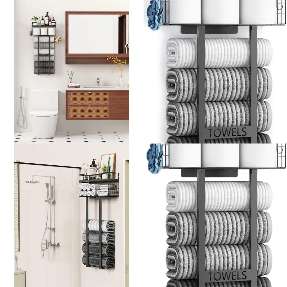 31 настенная черная вешалка для полотенец с деревянной полкой, вмещает 6 больших полотенец для хранения в ванной комнате.
31 настенная черная вешалка для полотенец с деревянной полкой, вмещает 6 больших полотенец для хранения в ванной комнате.