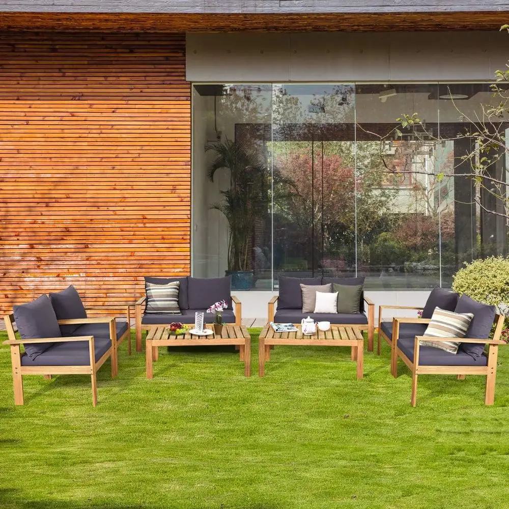 8 Pieces Outdoor Acacia Wood Soa Set, Outdoor Contion Soa Set with Table & Cushions Porch Chairs or Garden, Patio, Deck
8 Pieces Outdoor Acacia Wood Soa Set, Outdoor Contion Soa Set with Table & Cushions Porch Chairs or Garden, Patio, Deck
