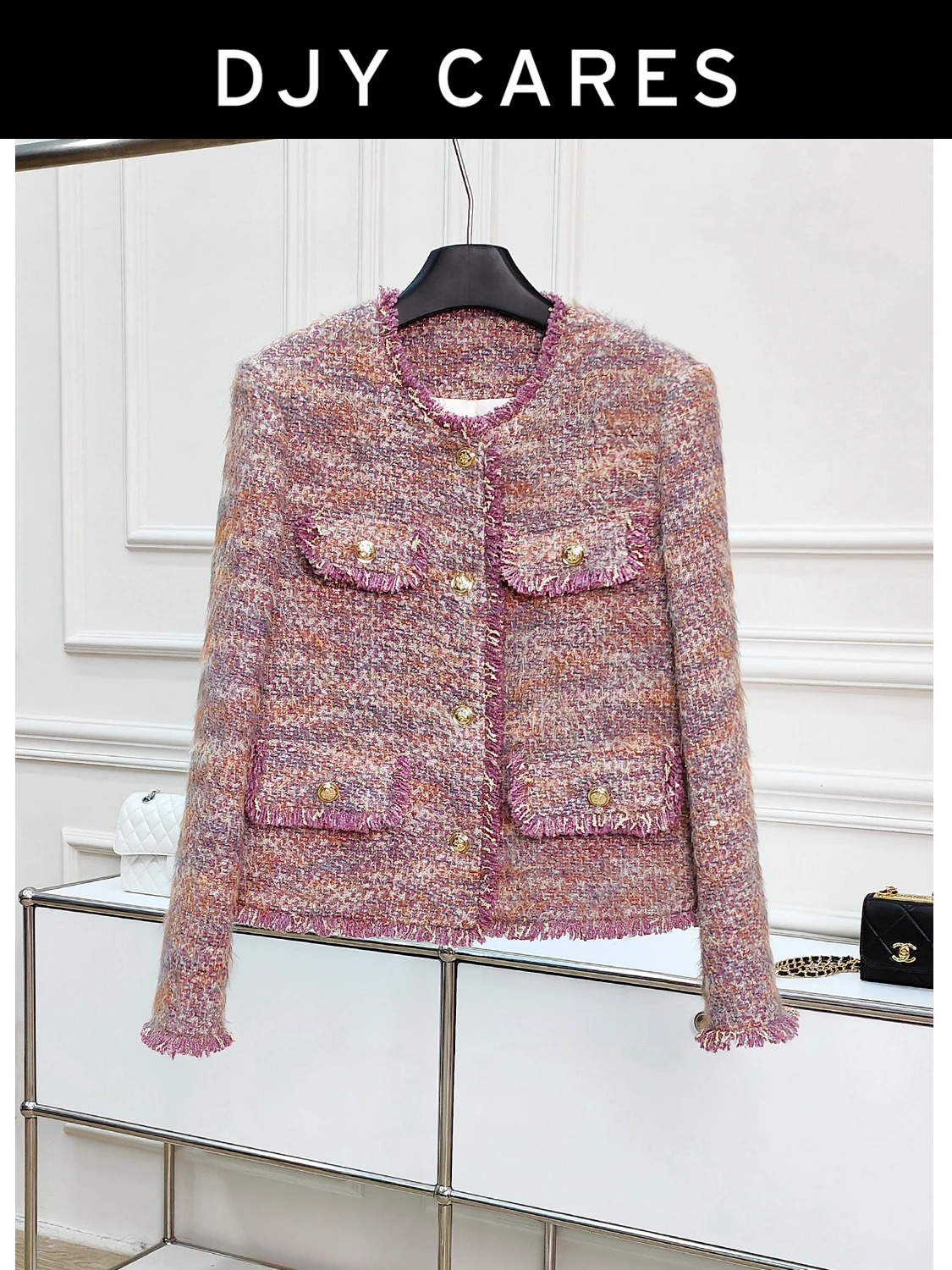 New tweed Thickened cotton blended coarse tweed fringe jacket big size
New tweed Thickened cotton blended coarse tweed fringe jacket big size