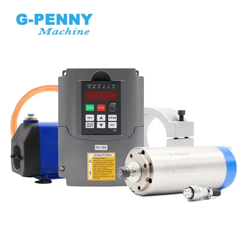 G-Penny 1.5KW ER11 Water Cooled Spindle 1.5KW HY Inverter 80mm Bracket 75W Water Pump
G-Penny 1.5KW ER11 Water Cooled Spindle 1.5KW HY Inverter 80mm Bracket 75W Water Pump