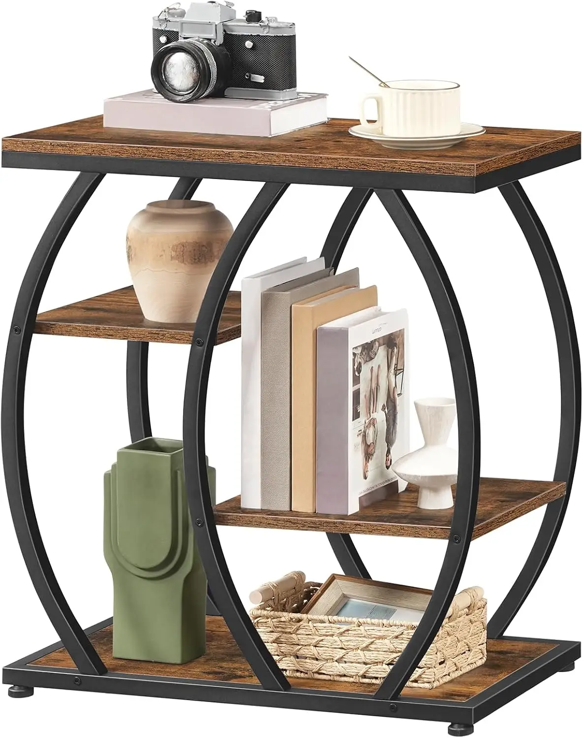 Industrial End Table, 4 Tier End Table with Storage Shelves, Small Side Table with Geometric Metal Frame, Night Stand for Liv
Industrial End Table, 4 Tier End Table with Storage Shelves, Small Side Table with Geometric Metal Frame, Night Stand for Liv