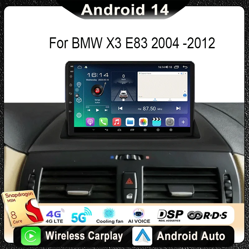 For BMW X3 E83 2004 -2012 Car Radio Multimedia Video Player Navigation Stereo GPS Android 14 Wireless Carplay Android Auto DSP 
For BMW X3 E83 2004 -2012 Car Radio Multimedia Video Player Navigation Stereo GPS Android 14 Wireless Carplay Android Auto DSP