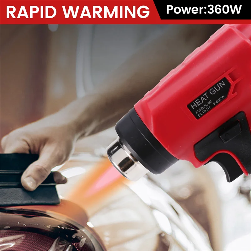 SEWS-360W Cordless Heat Gun Portable 400℃ Hot Air Gun With 4 Nozzle Fit For 18V Battery
SEWS-360W Cordless Heat Gun Portable 400℃ Hot Air Gun With 4 Nozzle Fit For 18V Battery