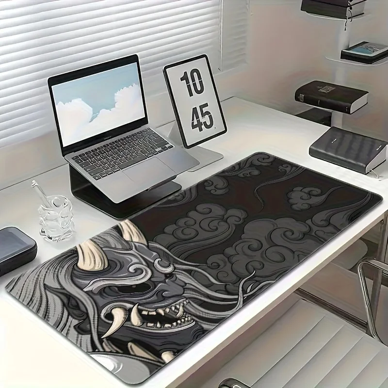 Oversized Samurai Pattern Game Mouse Pad with Precision Lock Edges, 1000×500, Washable Non-Slip Table Mat for Computer Gamer