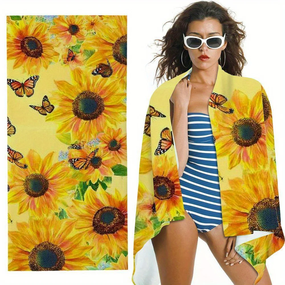 Пляжное полотенце Sunflower & Butterfly Bliss — мягкий, супервпитывающий и яркий цветочный дизайн для летних развлечений и расслабления
Пляжное полотенце Sunflower & Butterfly Bliss — мягкий, супервпитывающий и яркий цветочный дизайн для летних развлечений и расслабления