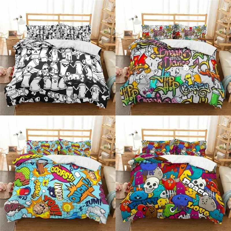 Cartoon Graffiti Print Polyester Bedding Sets Child Kids Covers Boys Bed Linen Set for Teens king size bedding set
Cartoon Graffiti Print Polyester Bedding Sets Child Kids Covers Boys Bed Linen Set for Teens king size bedding set