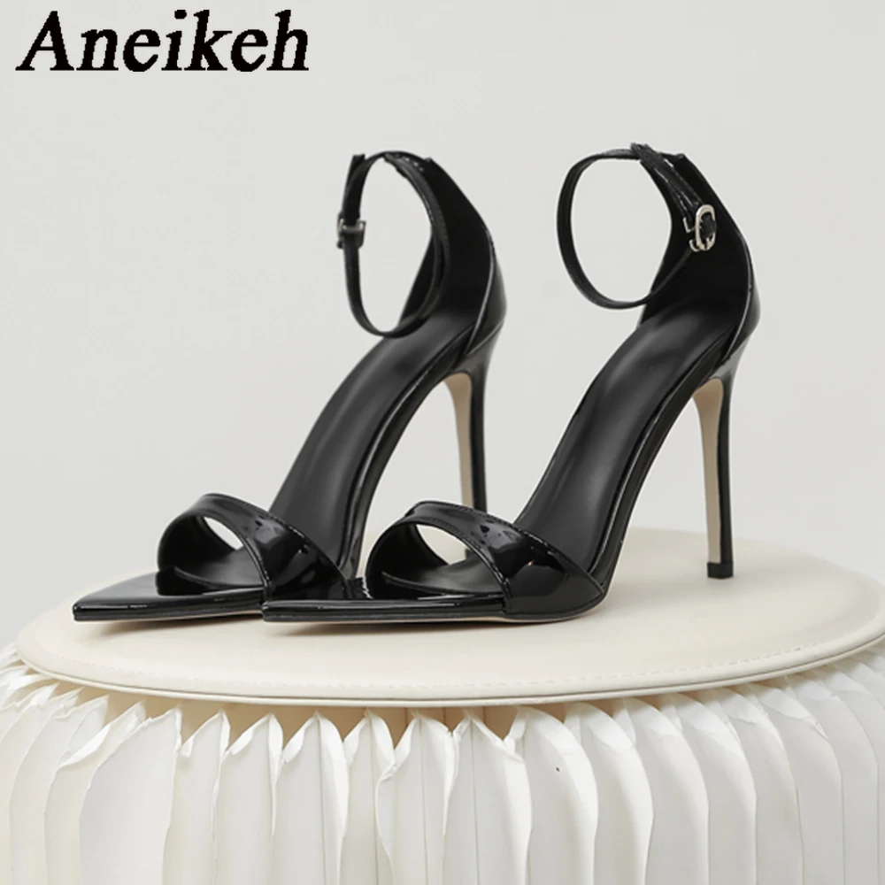 Aneikeh Summer Sexy Thin High Heels Gladiator Sandals lady Black Patent Leather Pointed Toe Buckle Strap Female Party Dress Shoe
Aneikeh Summer Sexy Thin High Heels Gladiator Sandals lady Black Patent Leather Pointed Toe Buckle Strap Female Party Dress Shoe