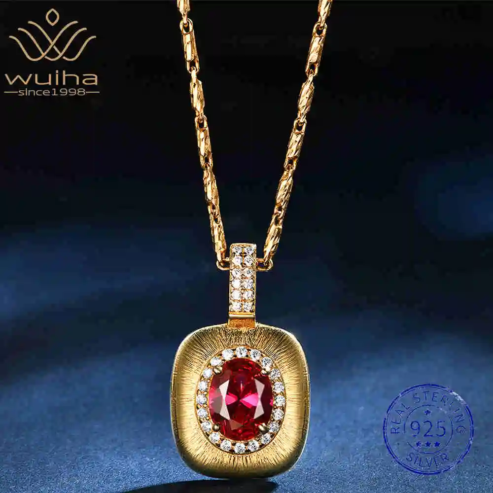 WUIHA 100% 925 Sterling Silver 7 * 9 MM Lab Sapphire Ruby High Carbon Diamonds Gemstone Pendant Necklaces Fine Jewelry Wholesale
WUIHA 100% 925 Sterling Silver 7 * 9 MM Lab Sapphire Ruby High Carbon Diamonds Gemstone Pendant Necklaces Fine Jewelry Wholesale