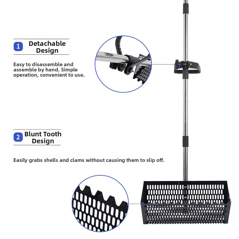 Black Silver Beach Sand Sifter Rake 41cm Carbon Steel Detachable Scoop Sieve Shovel For Finding Shells And Outdoor Treasure Hunt
Black Silver Beach Sand Sifter Rake 41cm Carbon Steel Detachable Scoop Sieve Shovel For Finding Shells And Outdoor Treasure Hunt
