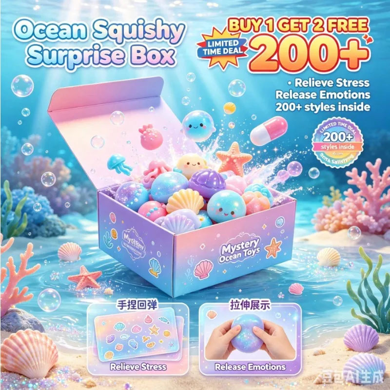 Buy 1 Get 2 Free Sea Creature Squishy Blind Box, Ultra Soft Assorted Ocean Squishy Toys, Slow Rise Kawaii Marine Animal Squeeze Toys, Relieve Stress & Release Emotions Fidgets, Perfect Gift For Kids Teens Students Adults Friends
Buy 1 Get 2 Free Sea Creature Squishy Blind Box, Ultra Soft Assorted Ocean Squishy Toys, Slow Rise Kawaii Marine Animal Squeeze Toys, Relieve Stress & Release Emotions Fidgets, Perfect Gift For Kids Teens Students Adults Friends