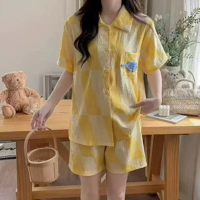 Пижамный комплект с милым мультяшным принтом, женская клетчатая пижама с длинными рукавами, домашняя одежда, милая, мягкая, удобная одежда для дома, осень-зима
Пижамный комплект с милым мультяшным принтом, женская клетчатая пижама с длинными рукавами, домашняя одежда, милая, мягкая, удобная одежда для дома, осень-зима