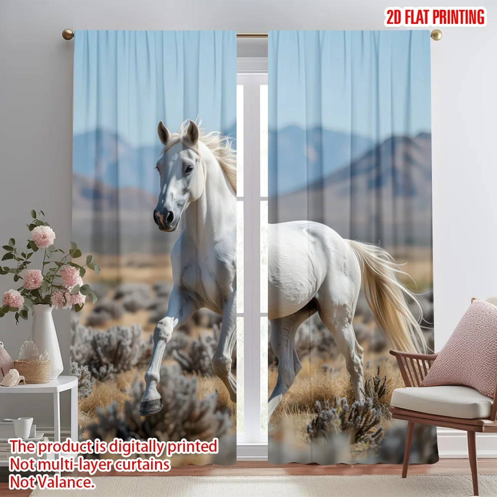 2D flat printing 2pcs Curtain White Horse Galloping Desert Digital Printed Polyester Drapes All Season Party & Holiday Decor Use
2D flat printing 2pcs Curtain White Horse Galloping Desert Digital Printed Polyester Drapes All Season Party & Holiday Decor Use