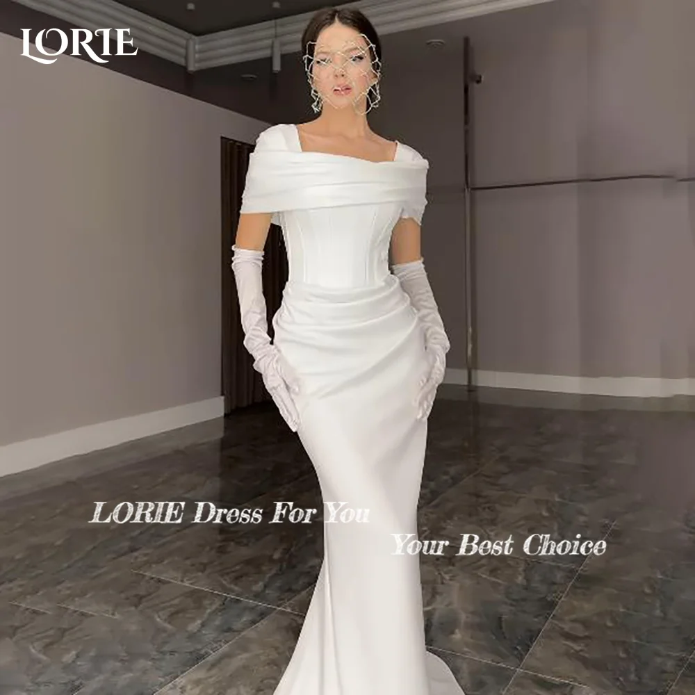 LORIE Elegant Off Shoulder Wedding Dresses Pleated Backless Beach Bridal Gown Square Neck Ruffle Shoulder Customized Bride Dress
LORIE Elegant Off Shoulder Wedding Dresses Pleated Backless Beach Bridal Gown Square Neck Ruffle Shoulder Customized Bride Dress