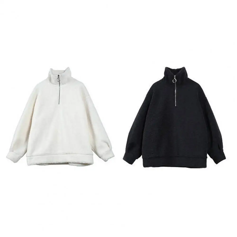 Solid Color Sweatshirt Women's Fall Winter High Collar Zipper Sweatshirt Thick Plush Long Sleeve Pullover Cold-proof for Warmth
Solid Color Sweatshirt Women's Fall Winter High Collar Zipper Sweatshirt Thick Plush Long Sleeve Pullover Cold-proof for Warmth