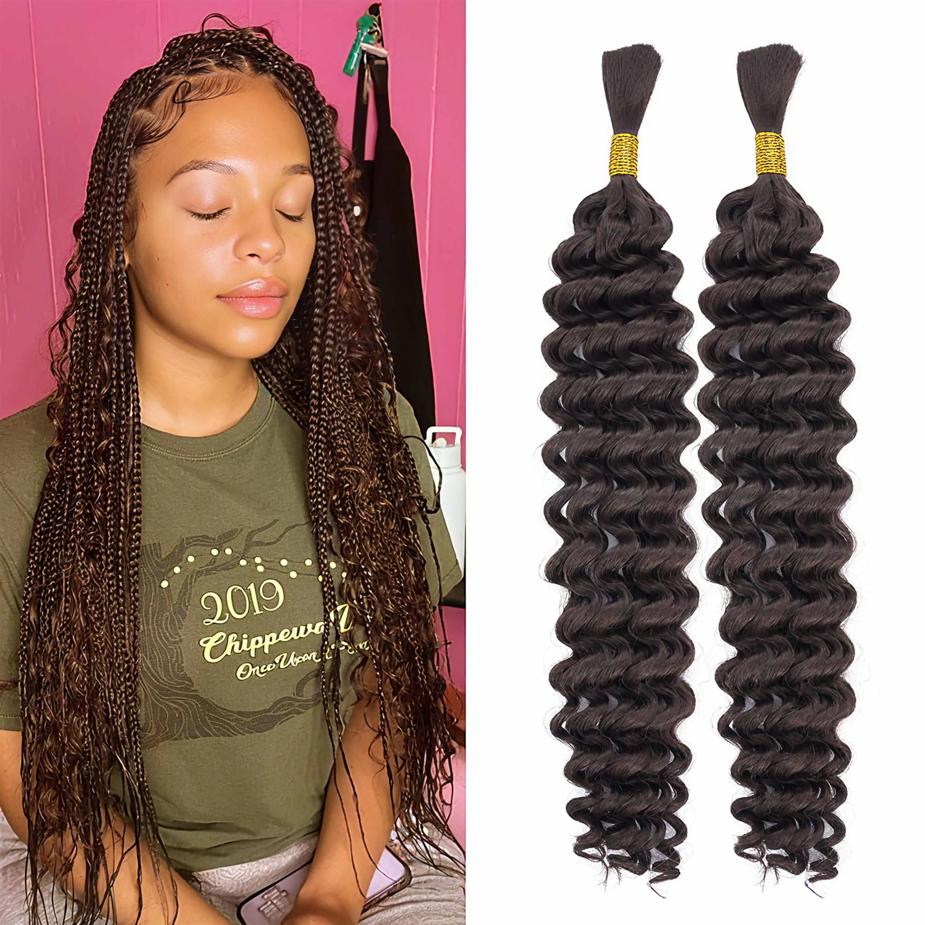 16 22 inch High-end Synthetic Deep Wave Bulk Boho Braids Braiding Hair No Weft Hair Extension For Women Micro Faux Locs Hair Wet
16 22 inch High-end Synthetic Deep Wave Bulk Boho Braids Braiding Hair No Weft Hair Extension For Women Micro Faux Locs Hair Wet