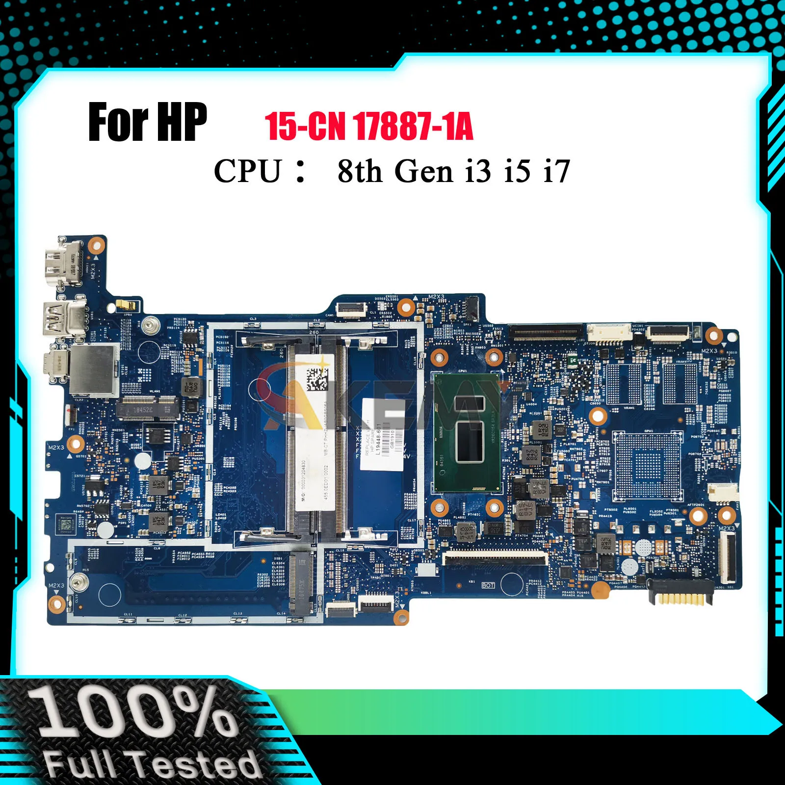17887-1A Laptop Motherboard For HP Envy 15-CN 15M-CN With i5-8250U i7-8550U CPU DDR4 100% Fully Tested
17887-1A Laptop Motherboard For HP Envy 15-CN 15M-CN With i5-8250U i7-8550U CPU DDR4 100% Fully Tested