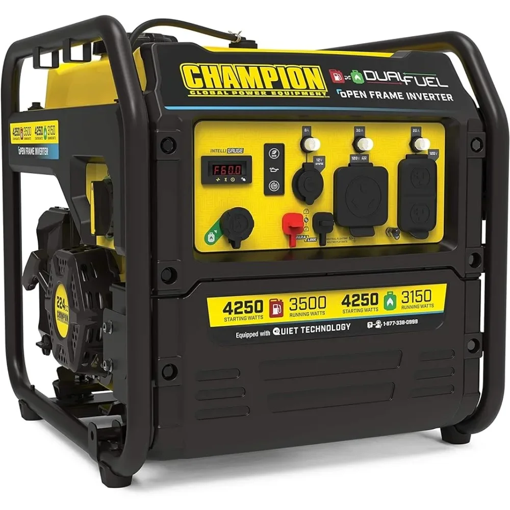 Champion Power Equipment, 200914, 4250 Вт, инверторный генератор с открытой рамой, технология двойного топлива
Champion Power Equipment, 200914, 4250 Вт, инверторный генератор с открытой рамой, технология двойного топлива