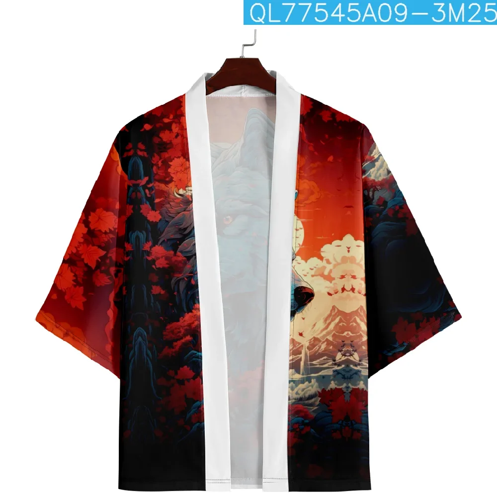 Men Women Japanese Cardigan Harajuku Anime Clothing Robes Cartoon Wolf Kimono Streetwear
Men Women Japanese Cardigan Harajuku Anime Clothing Robes Cartoon Wolf Kimono Streetwear