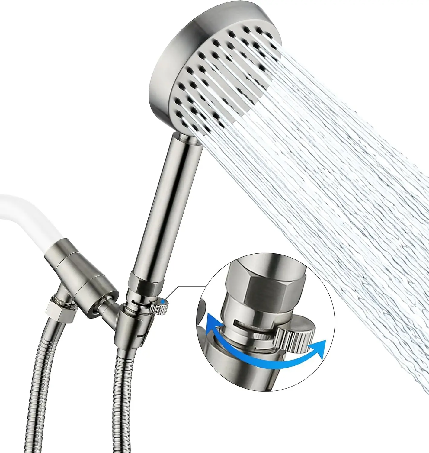 Handheld Shower Head with Long Hose & On/Off Valve, Modern Brushed Nickel, 1 Setting
Handheld Shower Head with Long Hose & On/Off Valve, Modern Brushed Nickel, 1 Setting