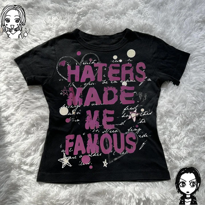 2000s Clothes Y2k Retro Japanese Style Emo T-shirt Vintage Grunge Cyber Crop Tops Printed Graphic Short Sleeve O-Neck Tees Women
2000s Clothes Y2k Retro Japanese Style Emo T-shirt Vintage Grunge Cyber Crop Tops Printed Graphic Short Sleeve O-Neck Tees Women
