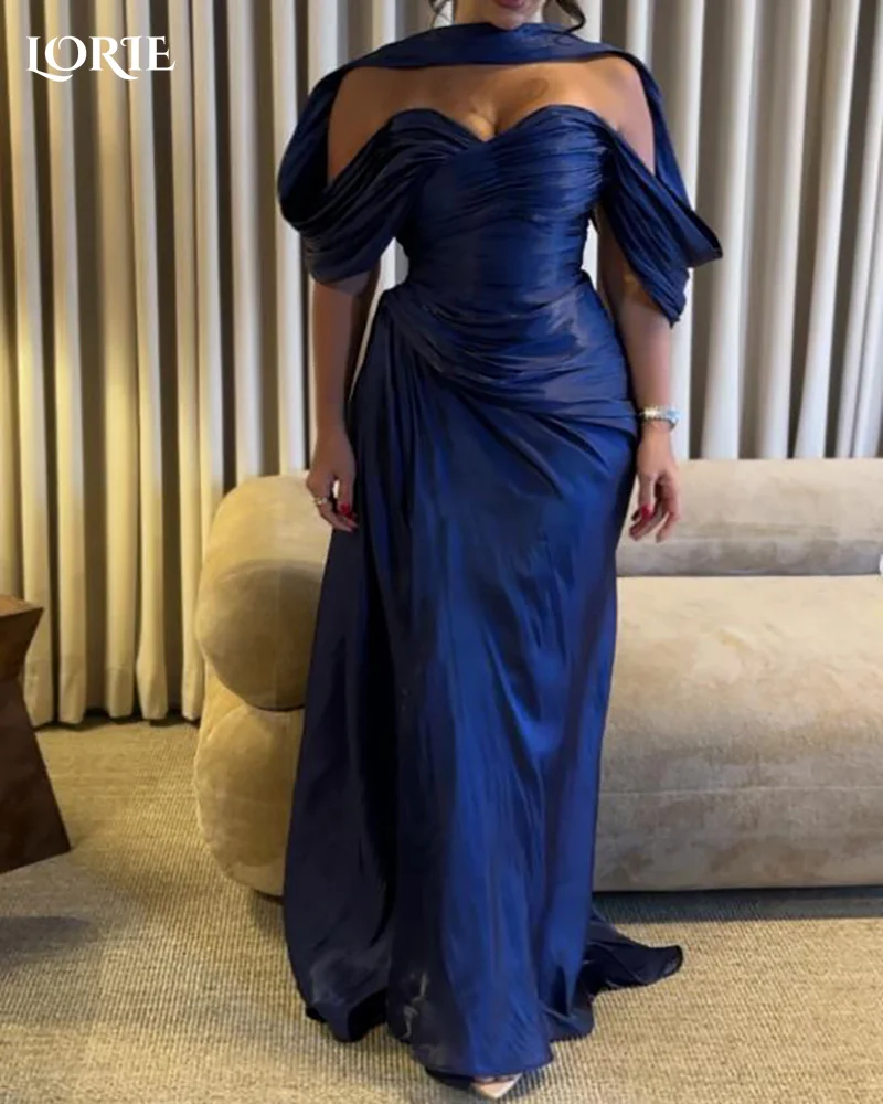 LORIE Shiny Lace Royal Blue Evening Dresses Shawl Sweetheart Pleats Mermaid Arabia Prom Gown Ruffle Party Dresses Customized
LORIE Shiny Lace Royal Blue Evening Dresses Shawl Sweetheart Pleats Mermaid Arabia Prom Gown Ruffle Party Dresses Customized