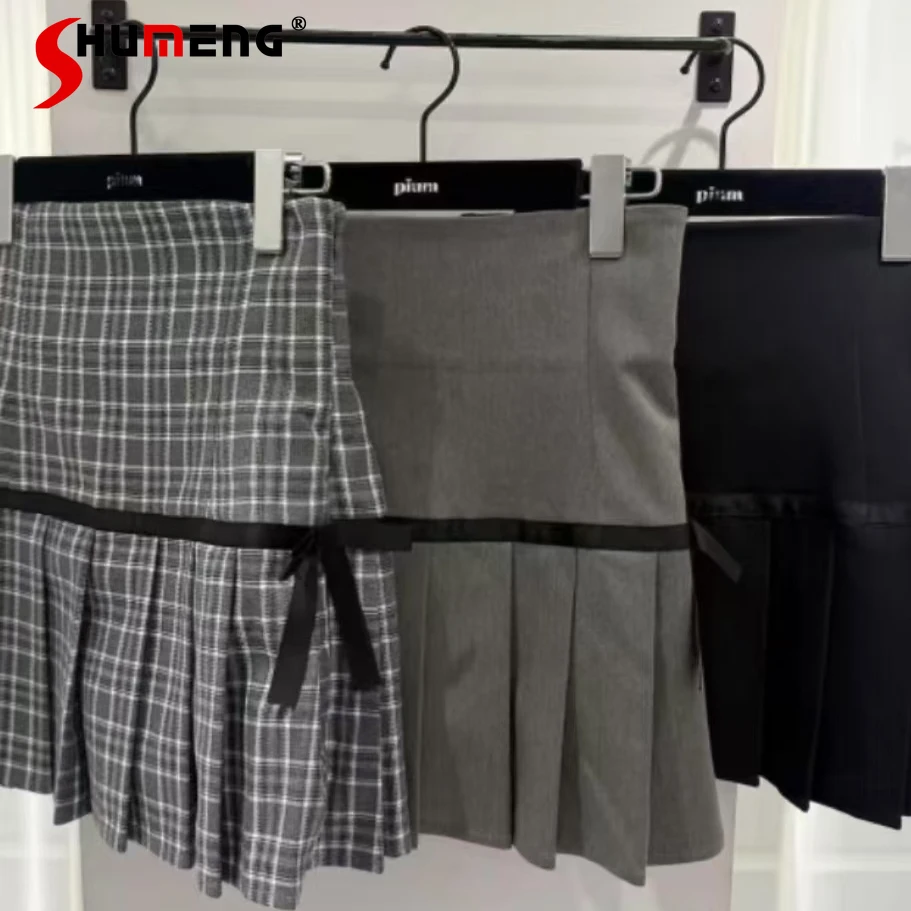 Japanese Style Elegant Commuter Elastic High Waist Plaid Short Skirt A-line Bow Sweet Versatile Pleated Mini Skirts Women Summer
Japanese Style Elegant Commuter Elastic High Waist Plaid Short Skirt A-line Bow Sweet Versatile Pleated Mini Skirts Women Summer