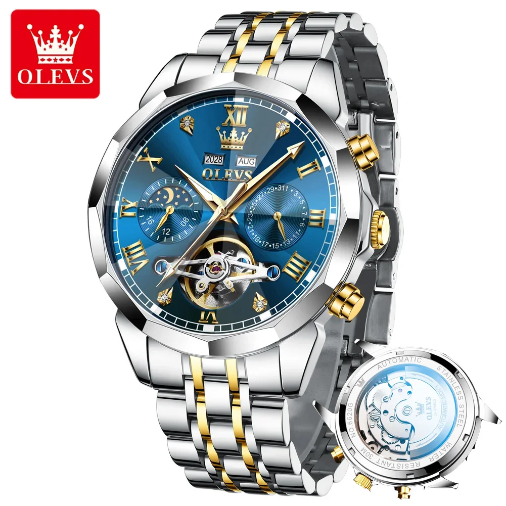 OLEVS Men's Watches Original Skeleton Flywheel Multi-functional Automatic Mechanical Man Watch 24Hour Moon Phase Wristwatch 6620
OLEVS Men's Watches Original Skeleton Flywheel Multi-functional Automatic Mechanical Man Watch 24Hour Moon Phase Wristwatch 6620