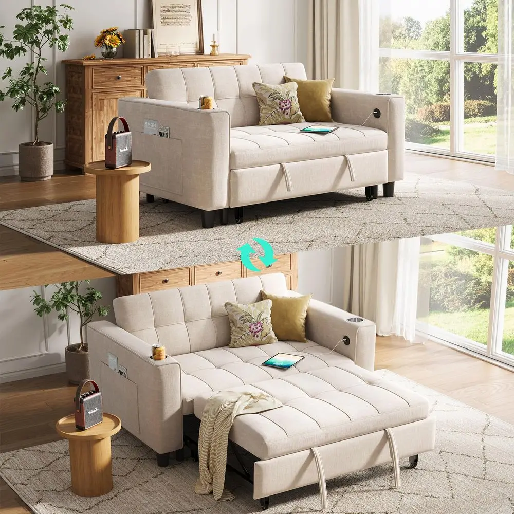 Sleeper Sofa Bed, 54 Pull Out Couch with Charging Station amp Cup Holder, Small 3 in 1 Convertible Loveseat Sleeper Couch for A
Sleeper Sofa Bed, 54 Pull Out Couch with Charging Station amp Cup Holder, Small 3 in 1 Convertible Loveseat Sleeper Couch for A
