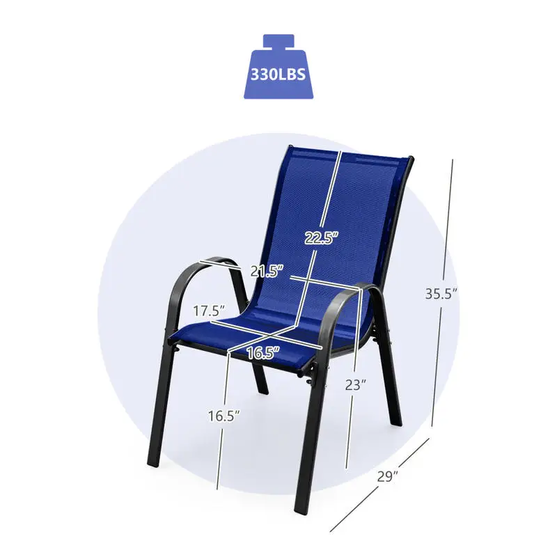 Set of 2 Stackable Patio Dining Chairs Set with Armrest-Navy
Set of 2 Stackable Patio Dining Chairs Set with Armrest-Navy