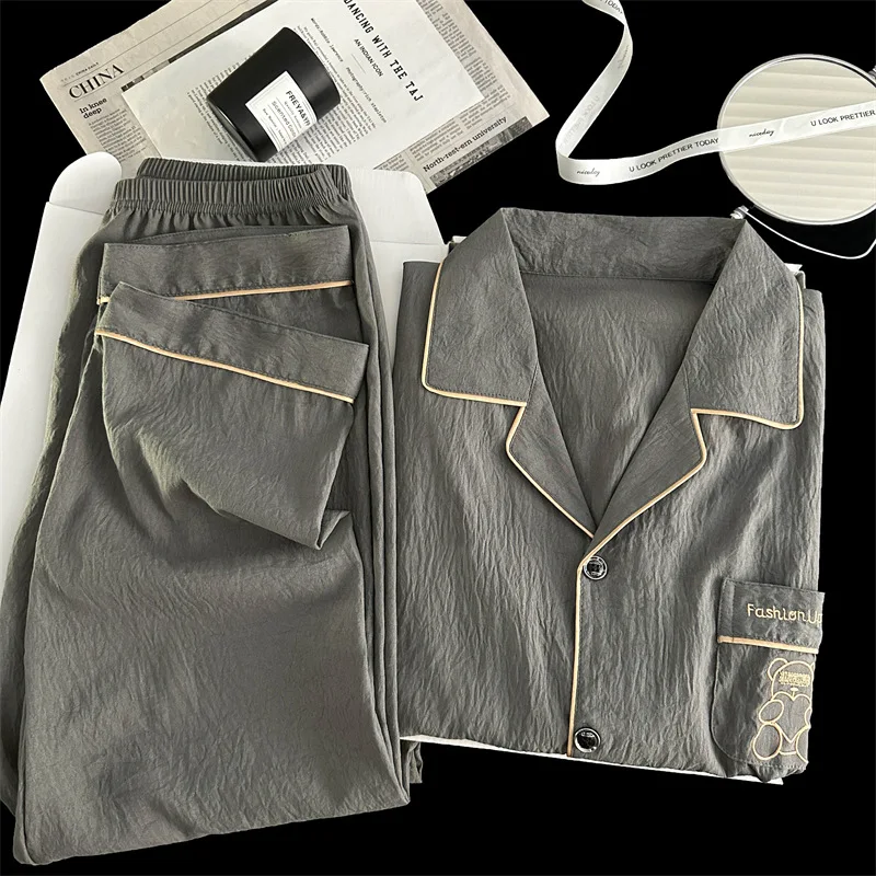 Men's Pajama Sets Casual Autumn Winter Sleepwear Long Sleeve Lapel Top Trousers Suit Male Home Wear Clothing Sleep Pijama Mujer
Men's Pajama Sets Casual Autumn Winter Sleepwear Long Sleeve Lapel Top Trousers Suit Male Home Wear Clothing Sleep Pijama Mujer