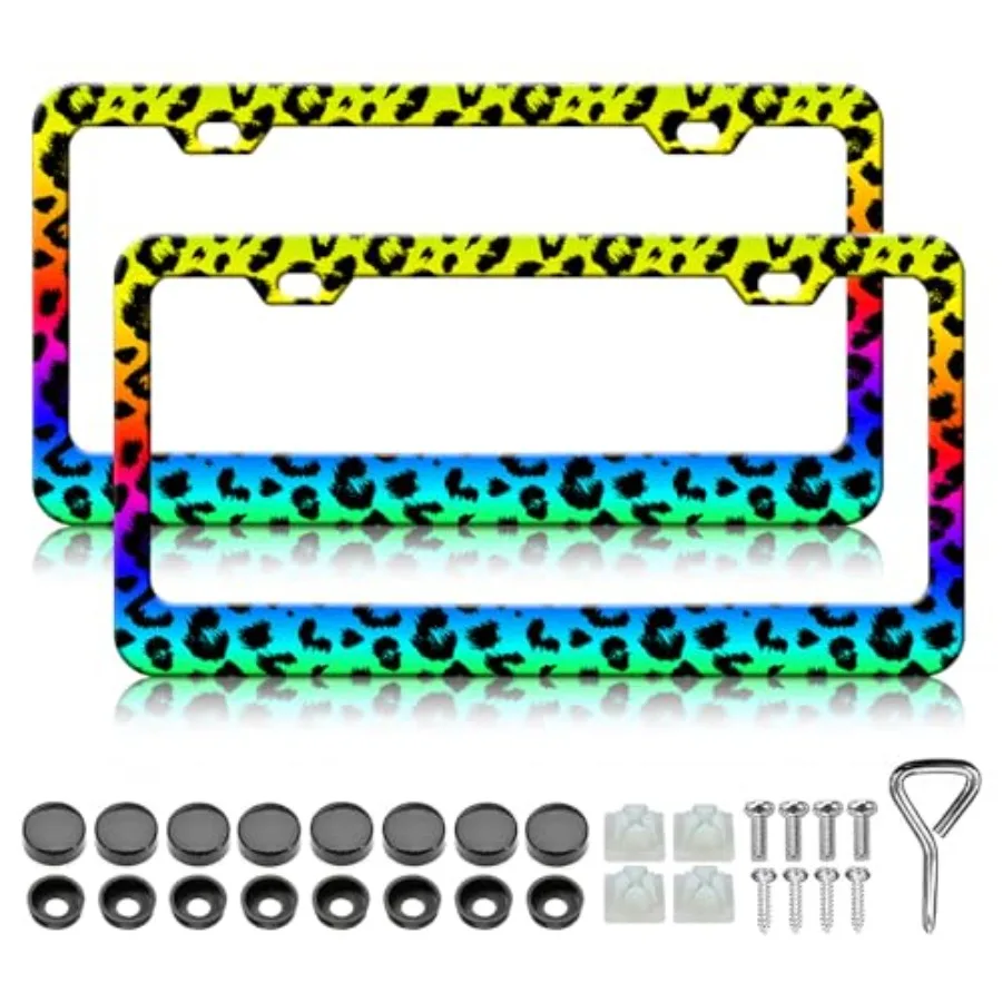 Leopard Print License Plate Frame - 2PCS Colorful Cheetah Print Aluminium Metal License Plate Holder, Rust-Proof Waterproof Car
Leopard Print License Plate Frame - 2PCS Colorful Cheetah Print Aluminium Metal License Plate Holder, Rust-Proof Waterproof Car