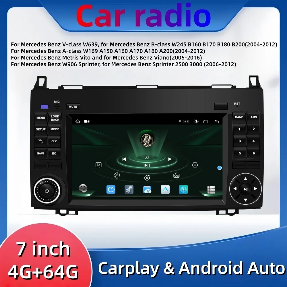 7 Inch Android Car Radio 4+64G For Mercedes Benz VitoViano W639 Sprinter W906 W169 Carplay Android Auto Touch Screen Stereo Double Din Car Multimedia Player With Backup Camera
7 Inch Android Car Radio 4+64G For Mercedes Benz VitoViano W639 Sprinter W906 W169 Carplay Android Auto Touch Screen Stereo Double Din Car Multimedia Player With Backup Camera