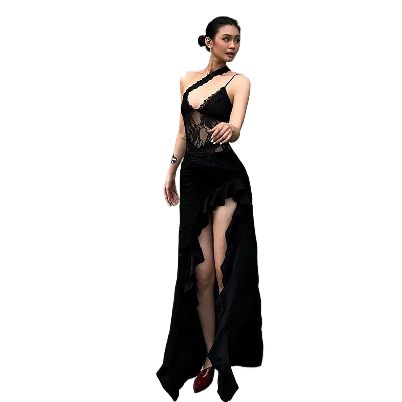 Niche Deconstruction Design Sense It Girl Hollow Lace Edge Irregular Slim Slant Neck Dress Women Temperamental Socialite Sexy
Niche Deconstruction Design Sense It Girl Hollow Lace Edge Irregular Slim Slant Neck Dress Women Temperamental Socialite Sexy
