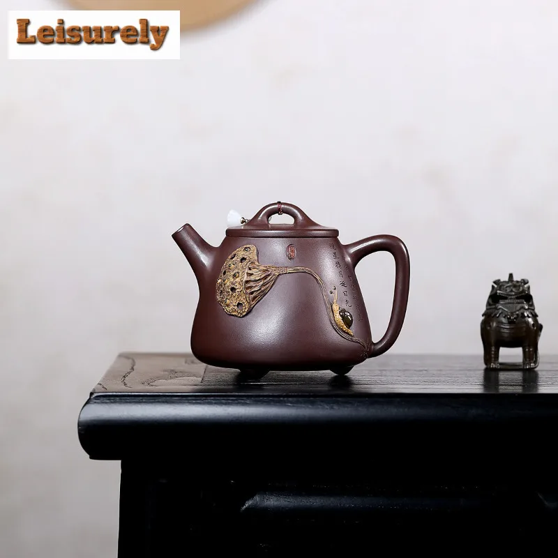 300ml Yixing Purple Clay Teapots Famous Master Handmade High Stone Scoop Pot Raw Ore Purple Mud Kettle With Filter Zisha Tea Set
300ml Yixing Purple Clay Teapots Famous Master Handmade High Stone Scoop Pot Raw Ore Purple Mud Kettle With Filter Zisha Tea Set