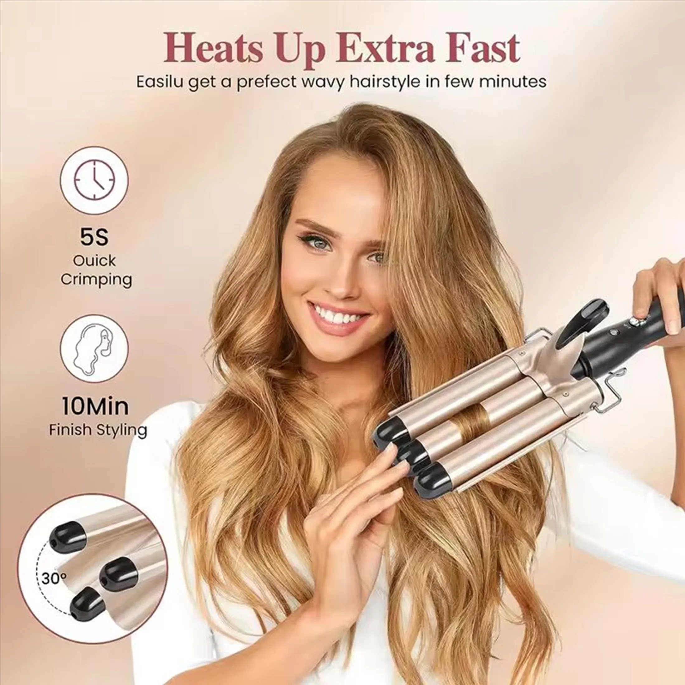 1pc-Triple Barrel Hair Curler – 3-in-1 Curling Iron for Beach Waves, Loose Curls & Volume, Perfect for Home & Salon Use
1pc-Triple Barrel Hair Curler – 3-in-1 Curling Iron for Beach Waves, Loose Curls & Volume, Perfect for Home & Salon Use