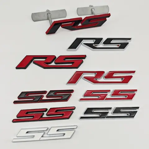 3D Metall SS RS Logo Aufkleber Front Grill Emblem Abzeichen für Chevrolet Onix Blazer Lumina Camaro Cruze Travers Monza Autozubehör