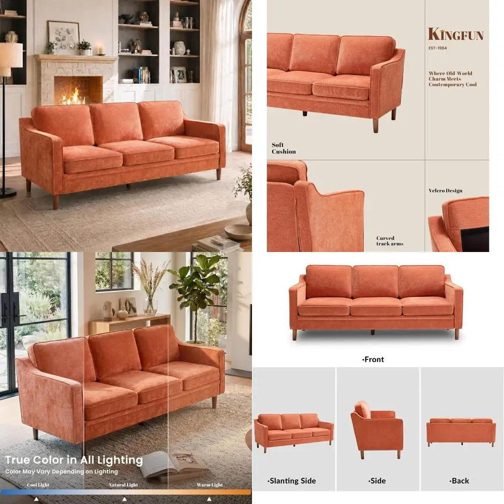 80 Chenille Sofa, 3-Seater with Solid Wood Legs, Suitable for Living Room & Bedroom, Orange
80 Chenille Sofa, 3-Seater with Solid Wood Legs, Suitable for Living Room & Bedroom, Orange