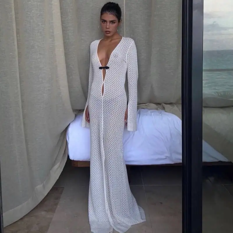 Ticketsx Summer Hollow Out Dress Women's White V Neck Front Split Slim Sexy Long Dress Female Fashion Holiday Beach Party Dress
Ticketsx Summer Hollow Out Dress Women's White V Neck Front Split Slim Sexy Long Dress Female Fashion Holiday Beach Party Dress