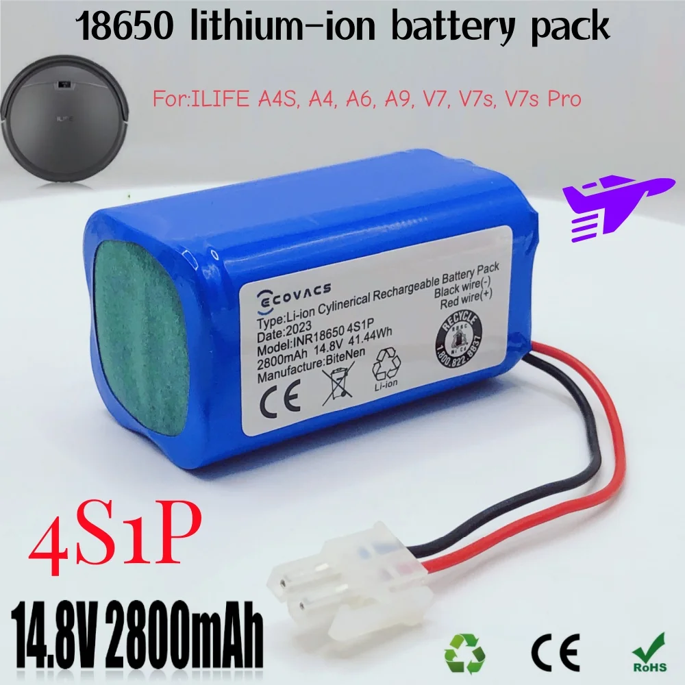 14.8V Vacuum cleaner robot battery 18650B4-4S1P-AAF-4, UR18650ZT-4S1P-AAF, iLife V7S, 4ICR19/65, Genio Luxury 500, iLife V50 Pro
14.8V Vacuum cleaner robot battery 18650B4-4S1P-AAF-4, UR18650ZT-4S1P-AAF, iLife V7S, 4ICR19/65, Genio Luxury 500, iLife V50 Pro