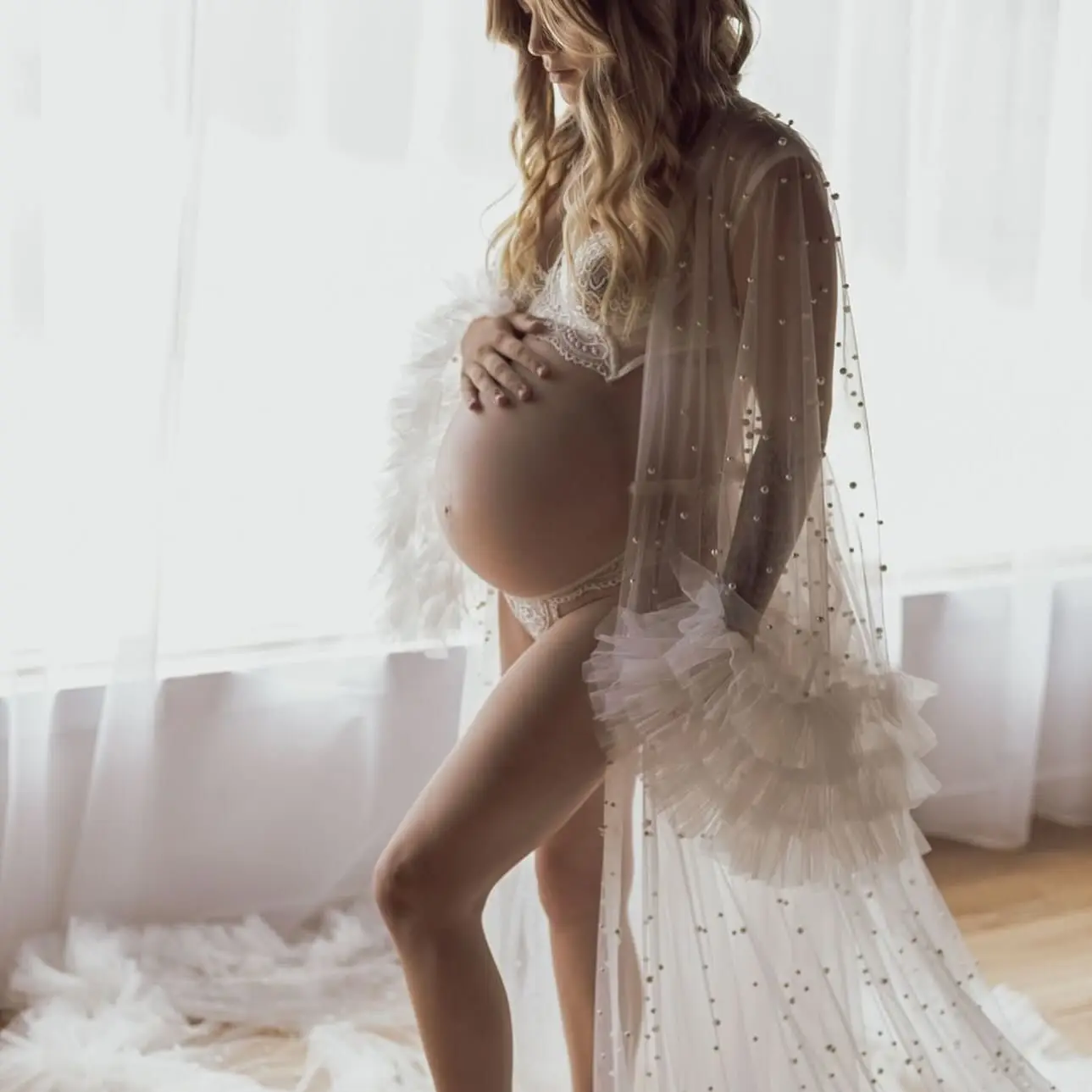 Bridal Prom Dresses for PhotoShoot Pearl Tulle Robe Wedding Party Sheer Bride Sleepwear Nightwear Boudoir Photography Women Gown
Bridal Prom Dresses for PhotoShoot Pearl Tulle Robe Wedding Party Sheer Bride Sleepwear Nightwear Boudoir Photography Women Gown