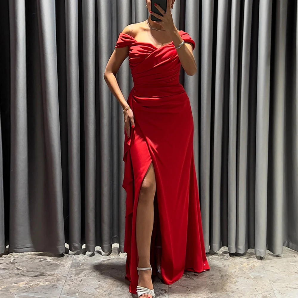 Red Strapless Floor Length Off the Shoulder Jersey Pleats Straight Zipper Back Solid Color Evening Dress Party Gowns Woman
Red Strapless Floor Length Off the Shoulder Jersey Pleats Straight Zipper Back Solid Color Evening Dress Party Gowns Woman