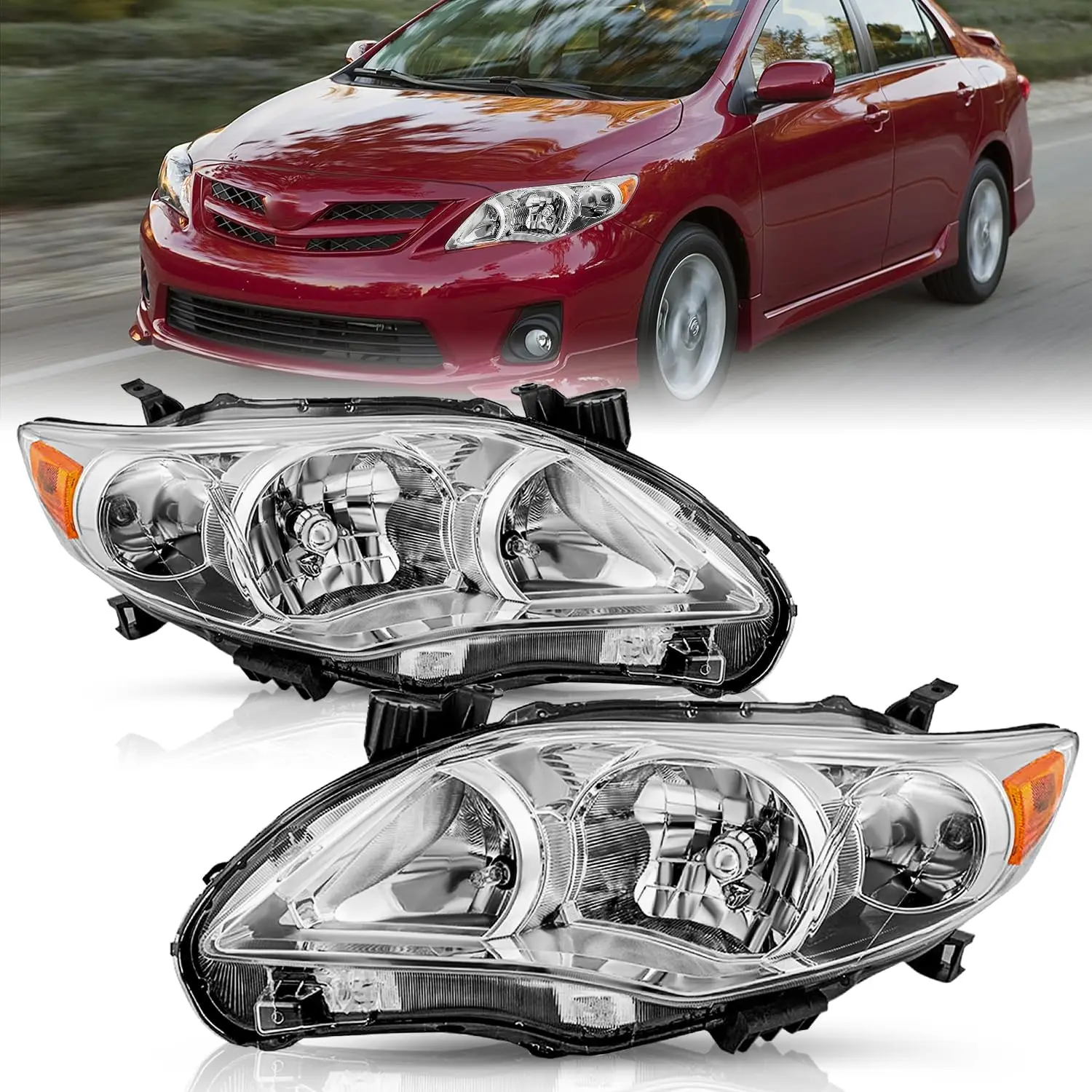 Headlight Assembly for 2011 2012 2013 Toyota Corolla 4-Door Headlamp 11 12 13 Replacement Headlights Chrome Housing with Amber R
Headlight Assembly for 2011 2012 2013 Toyota Corolla 4-Door Headlamp 11 12 13 Replacement Headlights Chrome Housing with Amber R